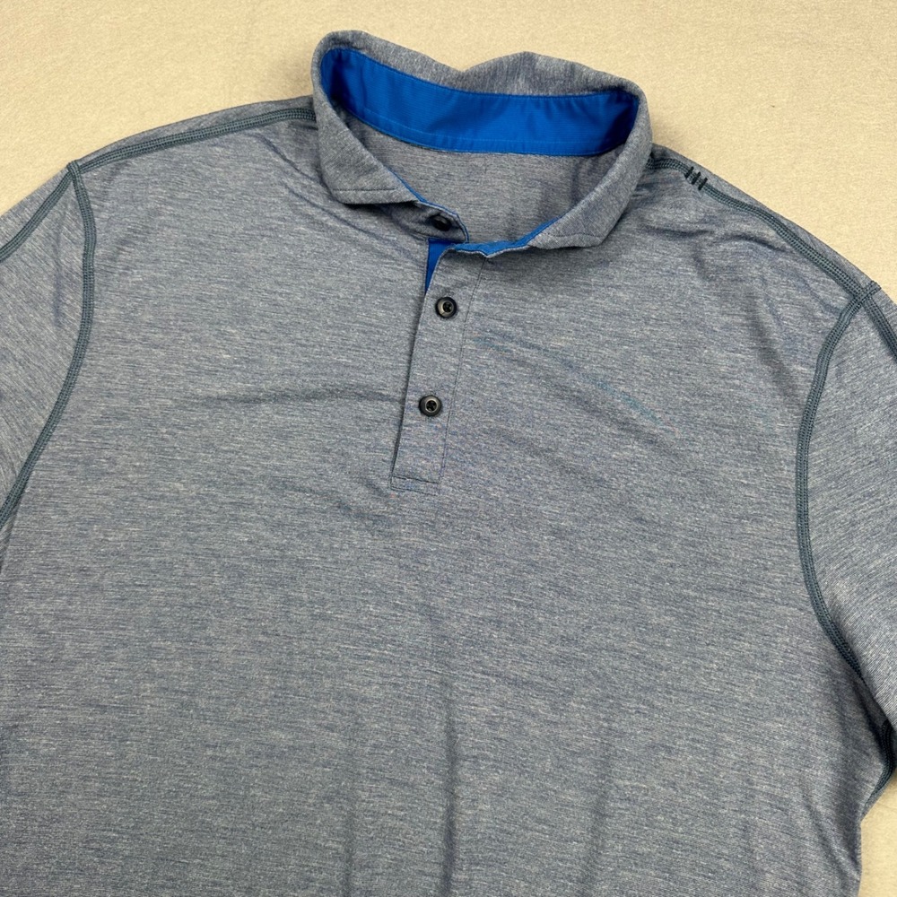 Lululemon Evolution Polo Shirt Mens Medium Blue Heathered Short Sleeve Golf Top